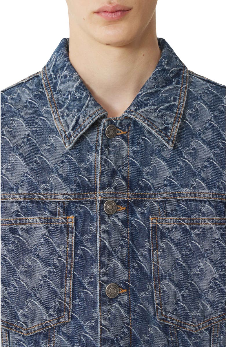 Lanvin Lunar Year Jacquard Denim Jacket, Alternate, color, Blue