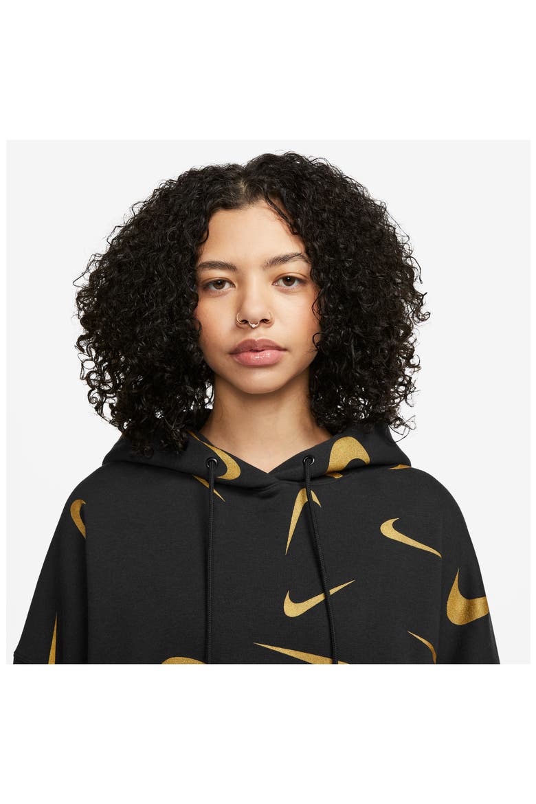 Sportswear Print Hoodie, Alternate, color, BLACK/ BRONZINE
