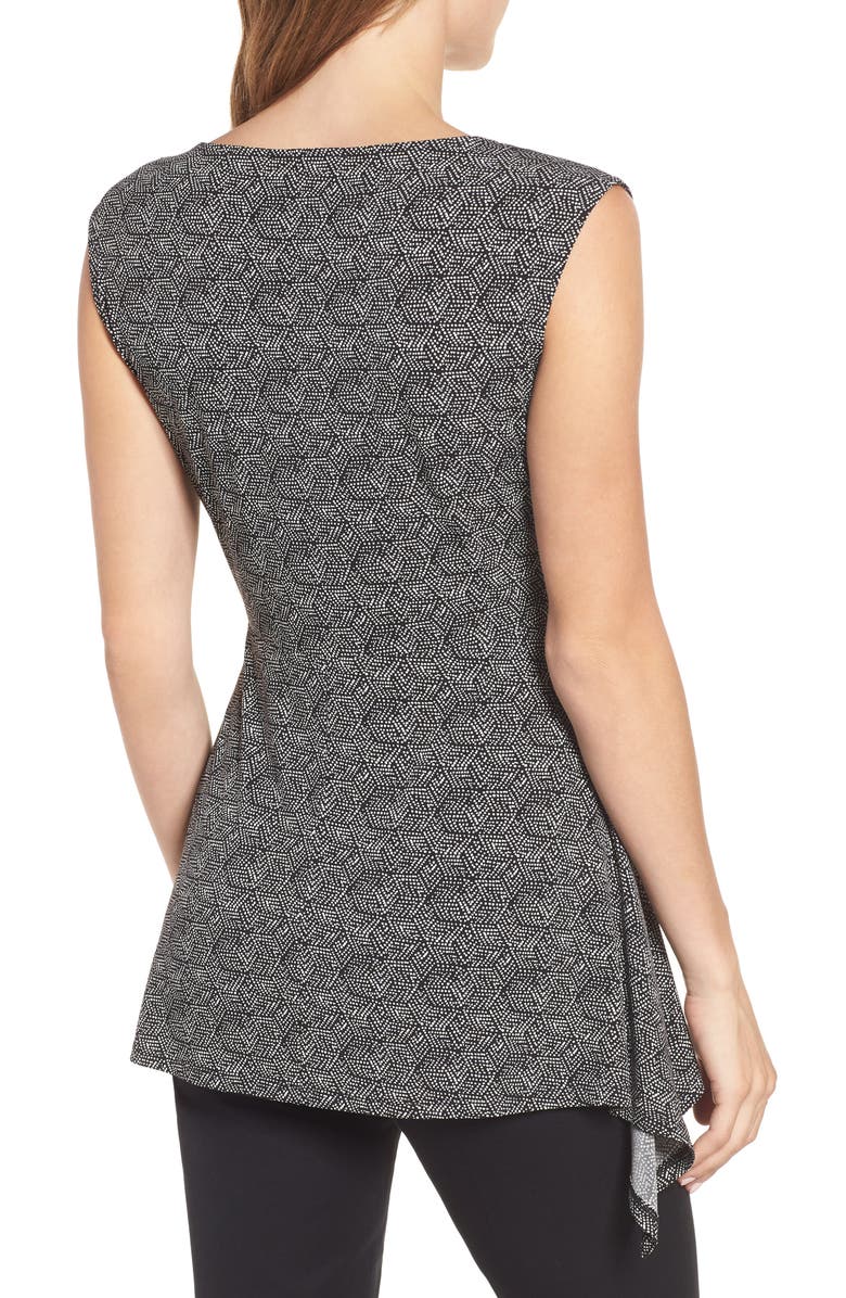 Chaus Dot Ruched Sharkbite Hem Top, Alternate, color,