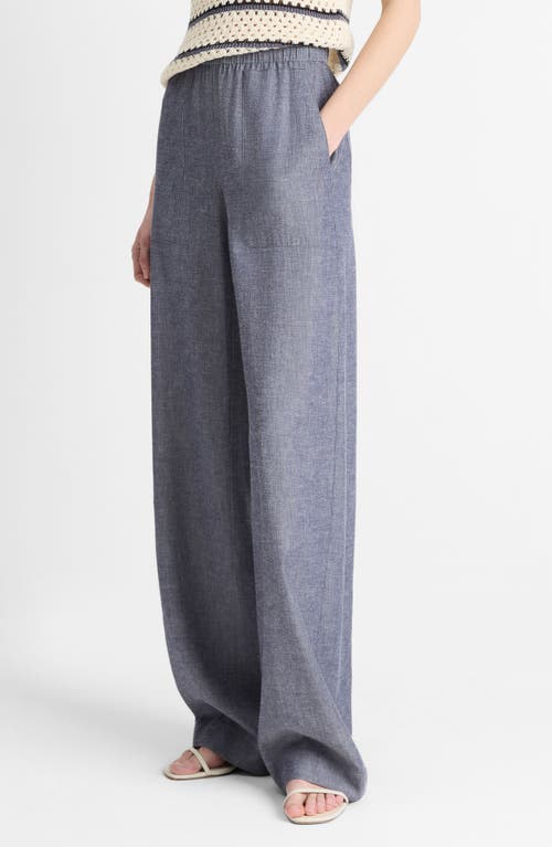 Shop Vince Mid Rise Pull-on Pants In Mid Indigo