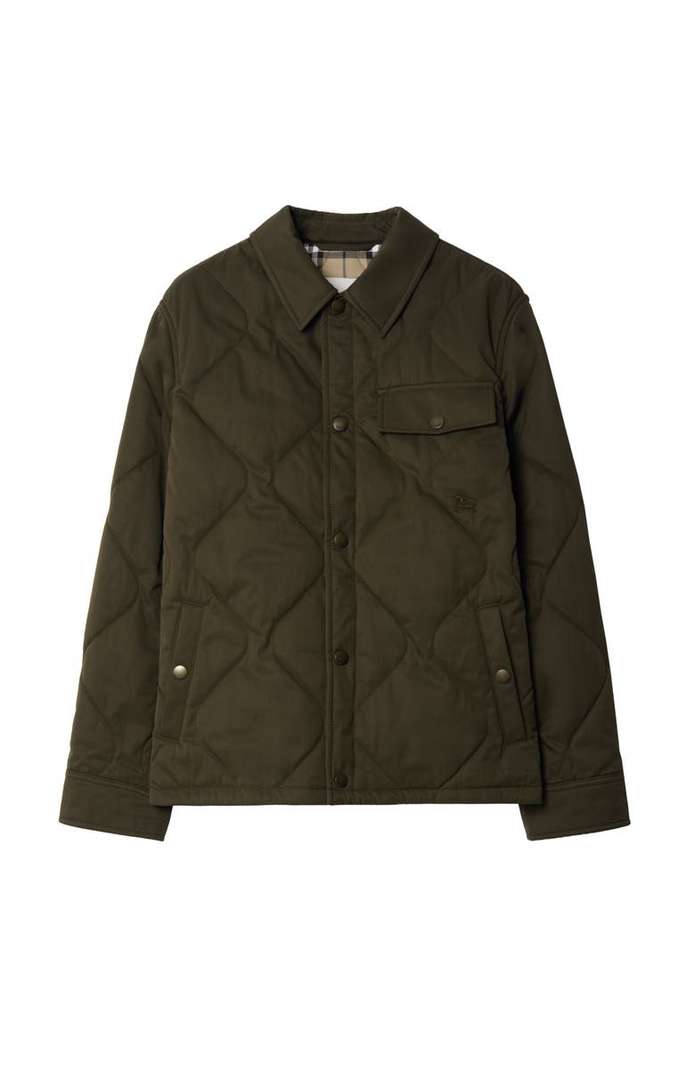 Burberry Gabardine Padded Overshirt, Main, color, Juniper Green