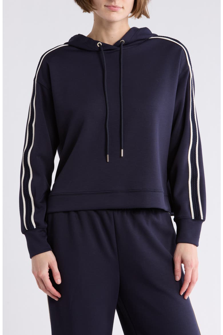 Braid Trim Scuba Knit Hoodie, Main, color, DEEP NAVY