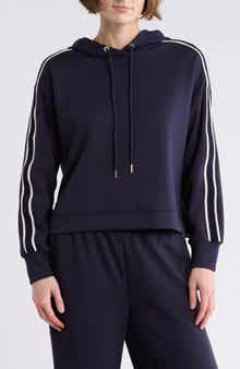 T Tahari Braid Trim Scuba Knit Hoodie