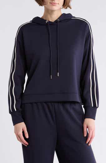 T Tahari Braid Trim Scuba Knit Hoodie