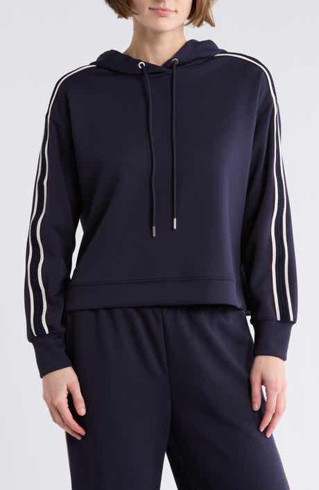T Tahari Braid Trim Scuba Knit Hoodie