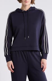 T Tahari Braid Trim Scuba Knit Hoodie