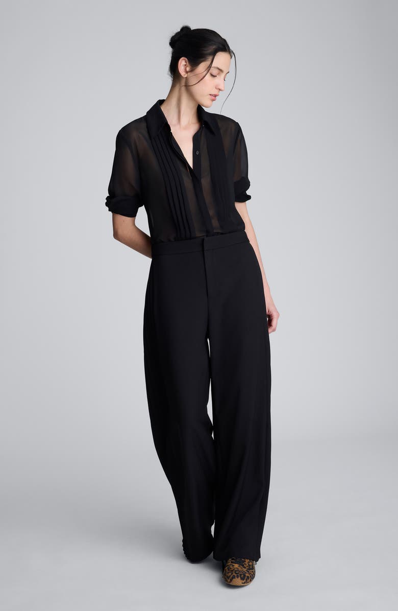 Kenneth Cole Wide Leg Side Pleat Pants, Alternate, color, Black