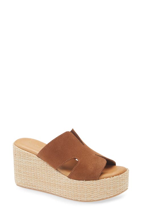 Chocolat Blu Jamie Platform Wedge Sandal In Cinnamon Suede