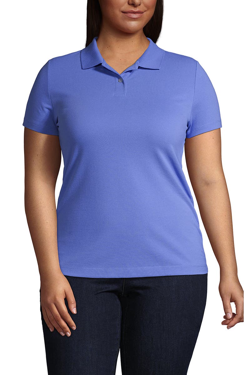 Lands' End Short Sleeve Basic Mesh Polo Shirt, Main, color, Dark Cobalt Blue