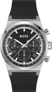 BOSS Candor Chronograph Leather Strap Watch, 41mm