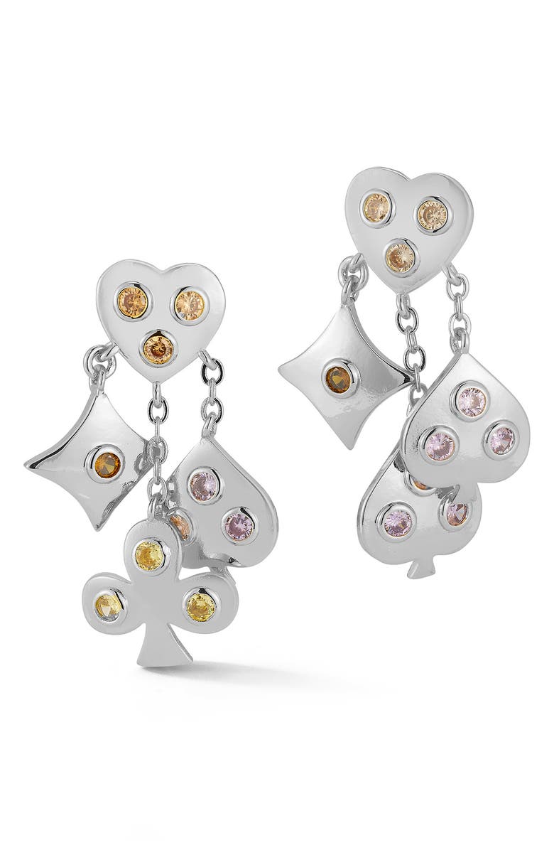 SPHERA MILANO CZ Suits Drop Earrings, Main, color, Silver