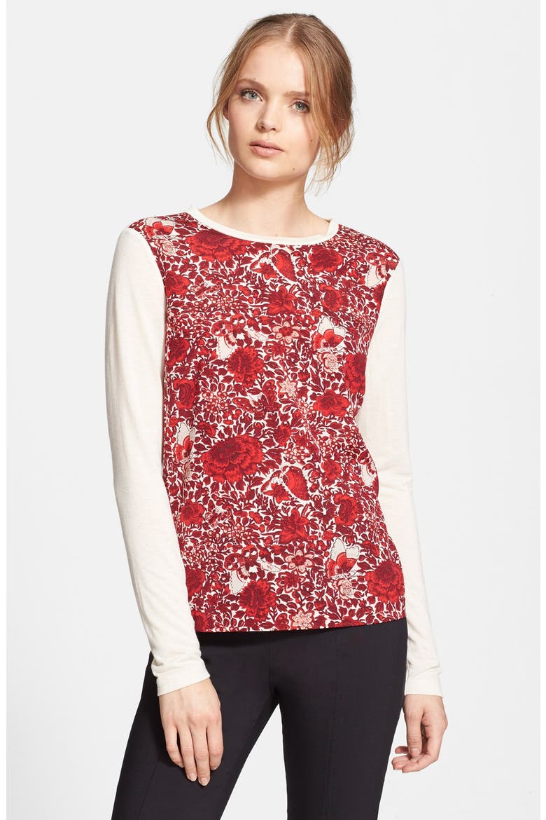 'Roanan' Floral Print Long Sleeve Tee, Main, color, BIRCH/ CABERNET