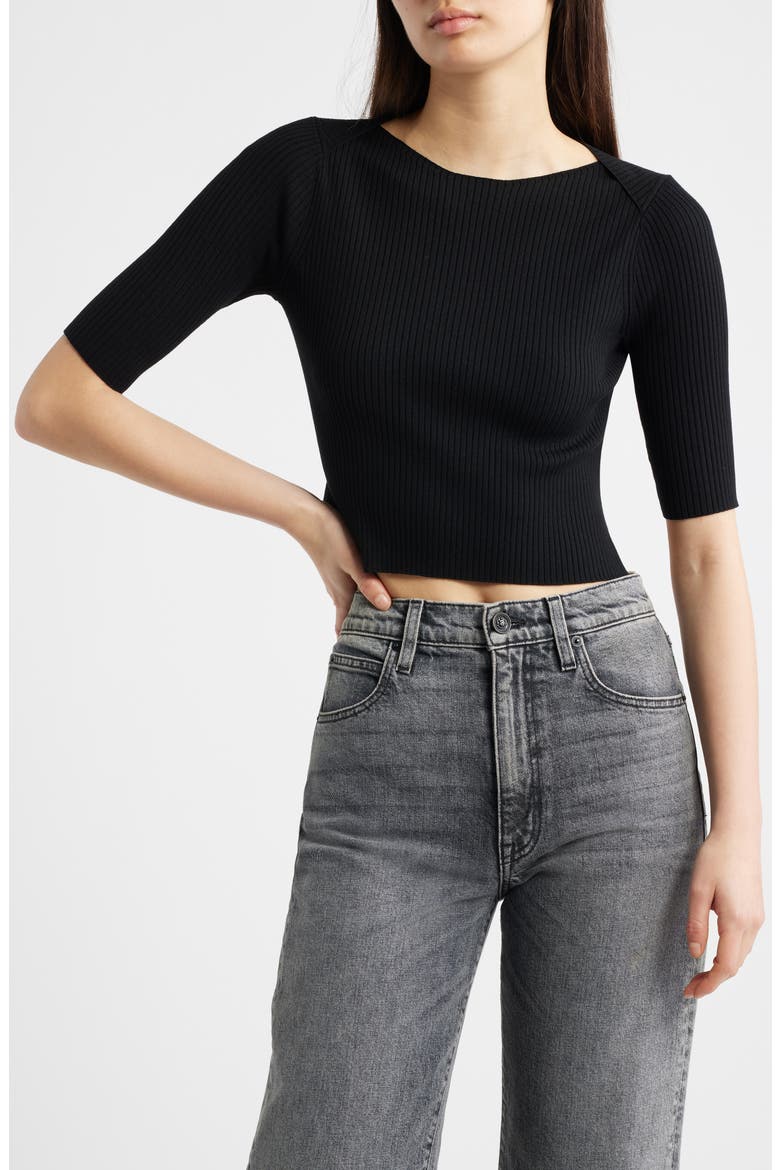 Cruz Crop Rib Top, Main, color, BLACK
