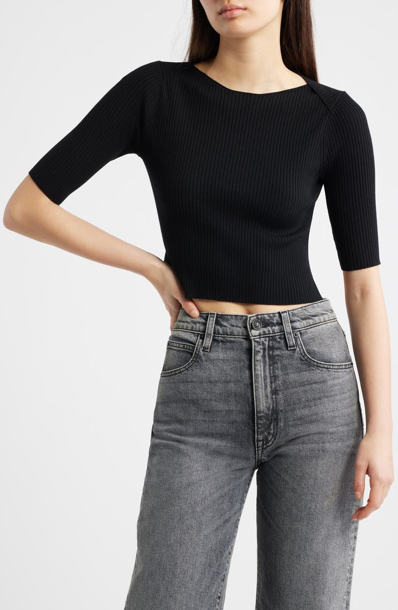 AllSaints Cruz Crop Rib Top, Main, color, Black