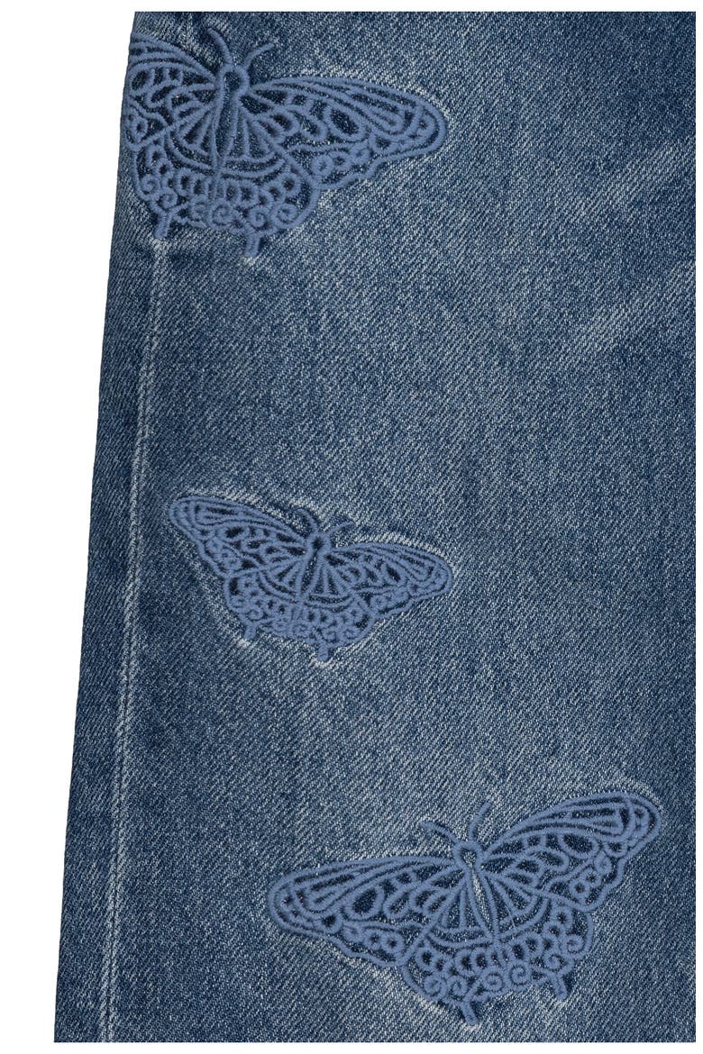 Kids' Mia Butterfly High Waist Wide Leg Jeans, Alternate, color, MEDIUM WASH
