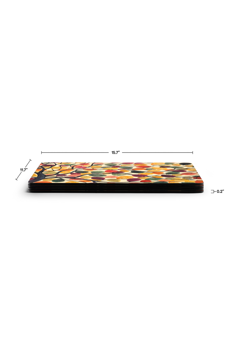 Dancing Branches Set of 4 Cork Back Placemats, Alternate, color, Multi
