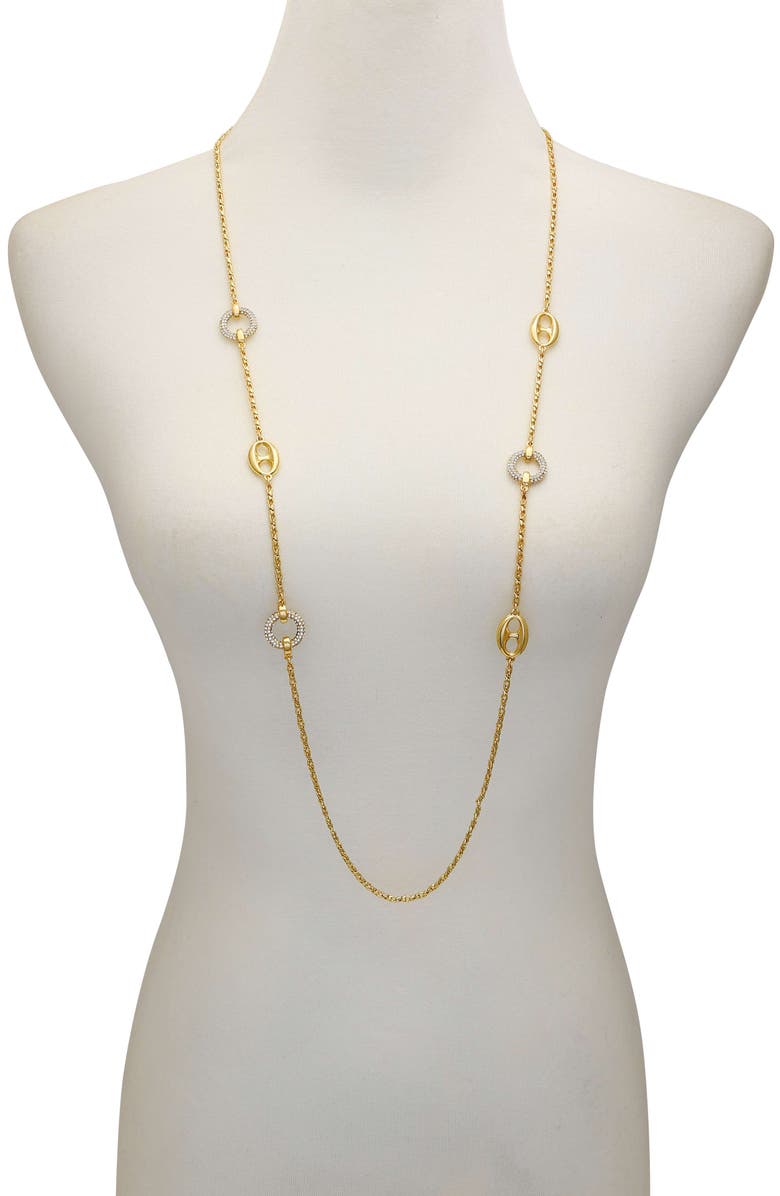 Vince Camuto Signature Mixed Link Pavé Long Necklace, Alternate, color, 