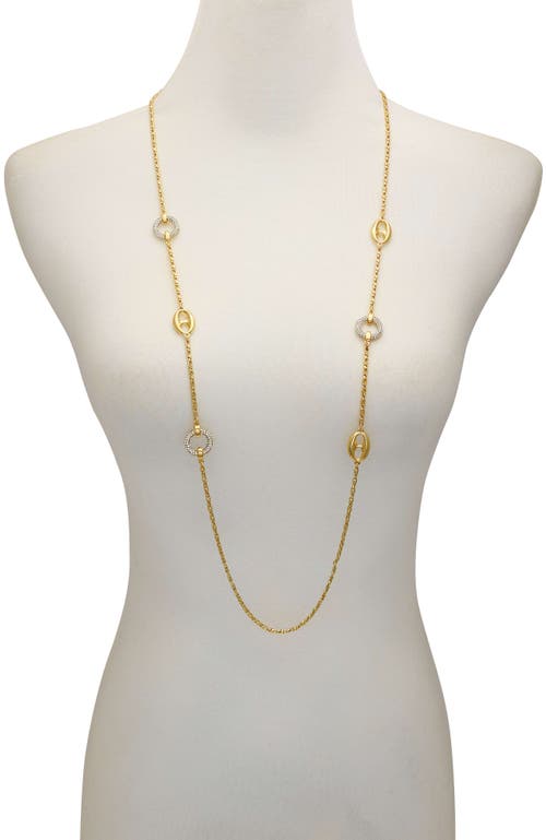 Vince Camuto Signature Mixed Link Pavé Long Necklace In Gold