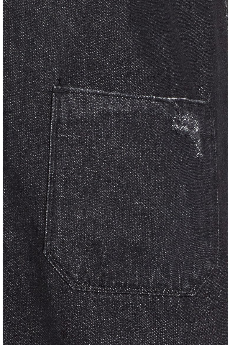 Distressed Denim Pinafore Dress, Alternate, color, BLACK