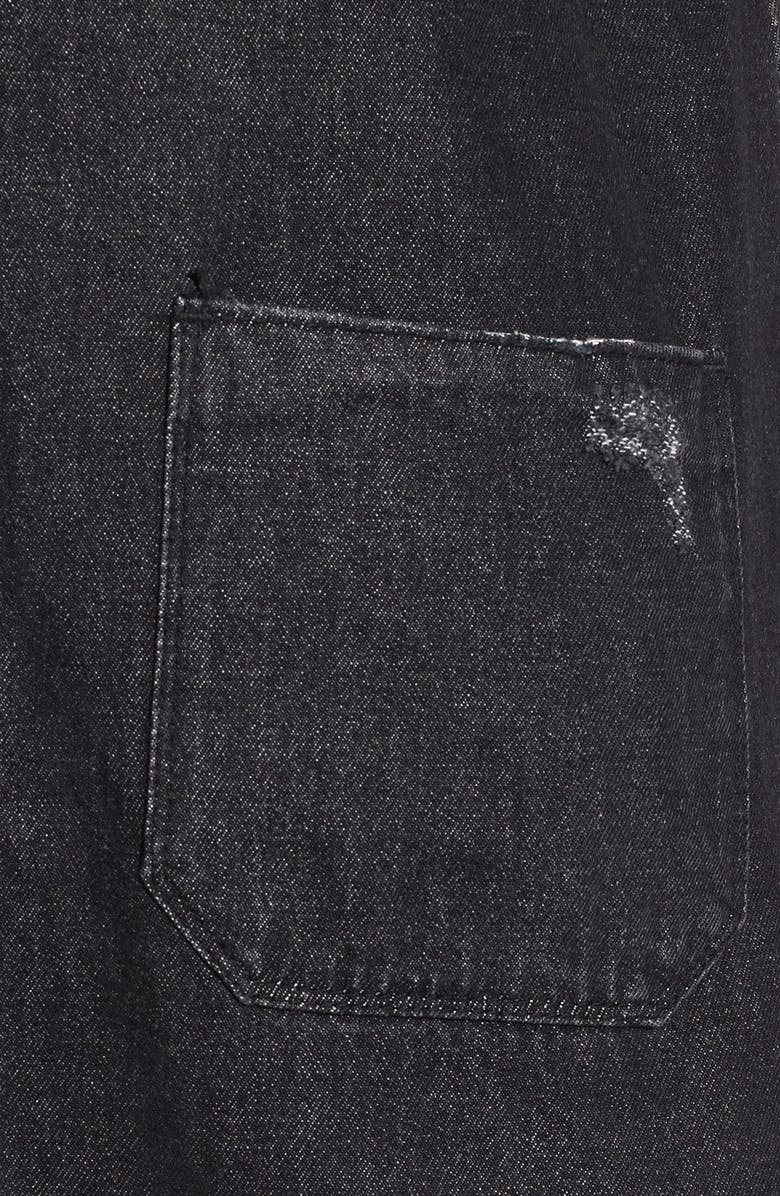 Tinsel Distressed Denim Pinafore Dress, Alternate, color, 