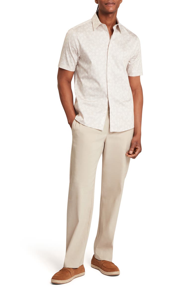 Afflek Short Sleeve Button-Up Shirt, Alternate, color, ECRU