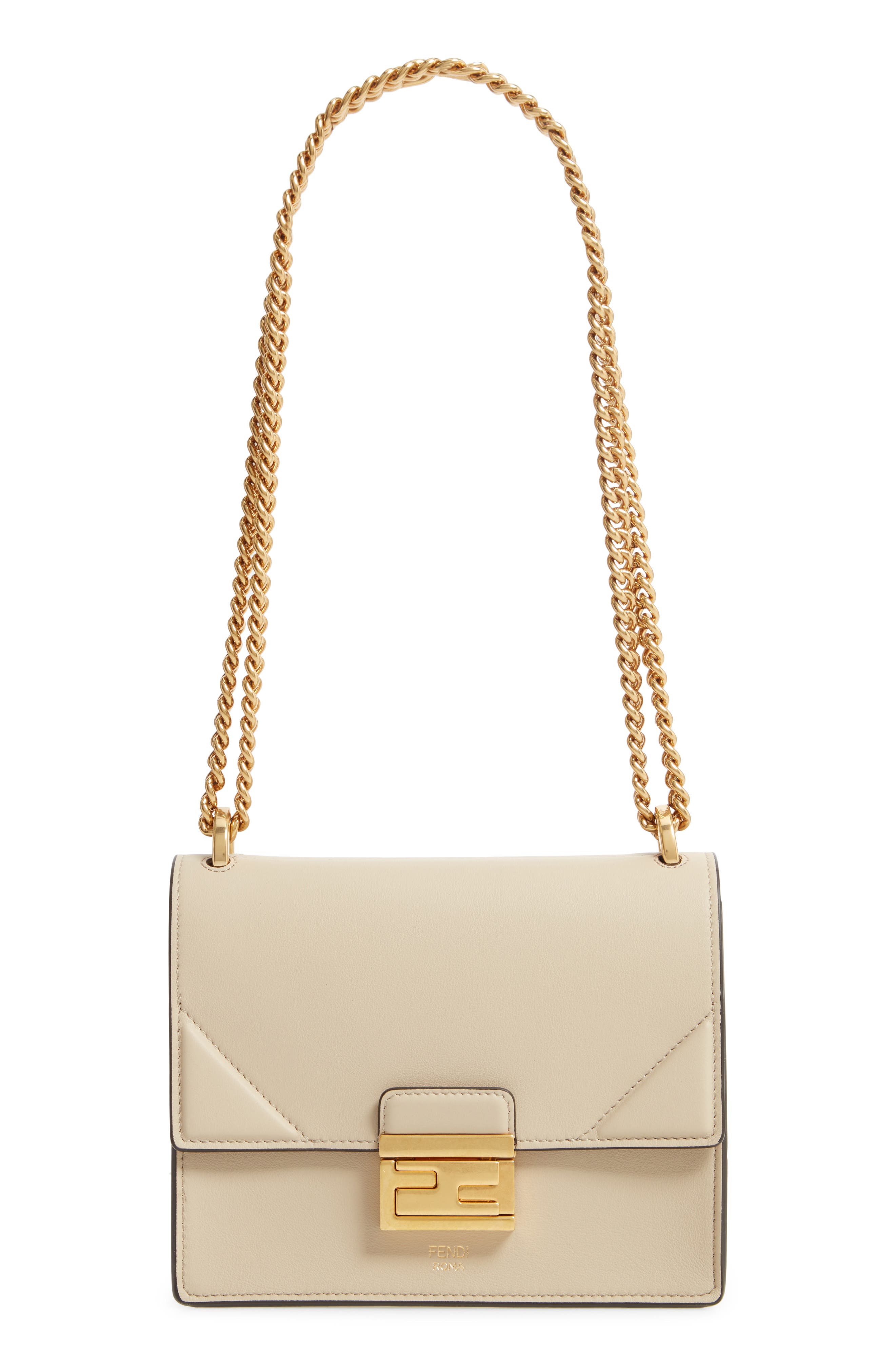 Small Kan U Leather Shoulder Bag, Main, color, CLOUD/ VIBRATO GOLD