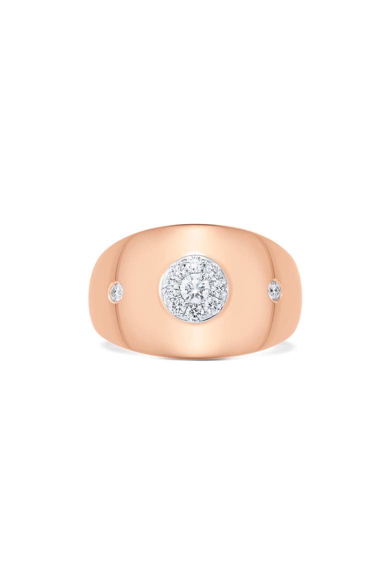 Aurora Illusion Round Diamond Signet Ring, Main, color, ROSE GOLD