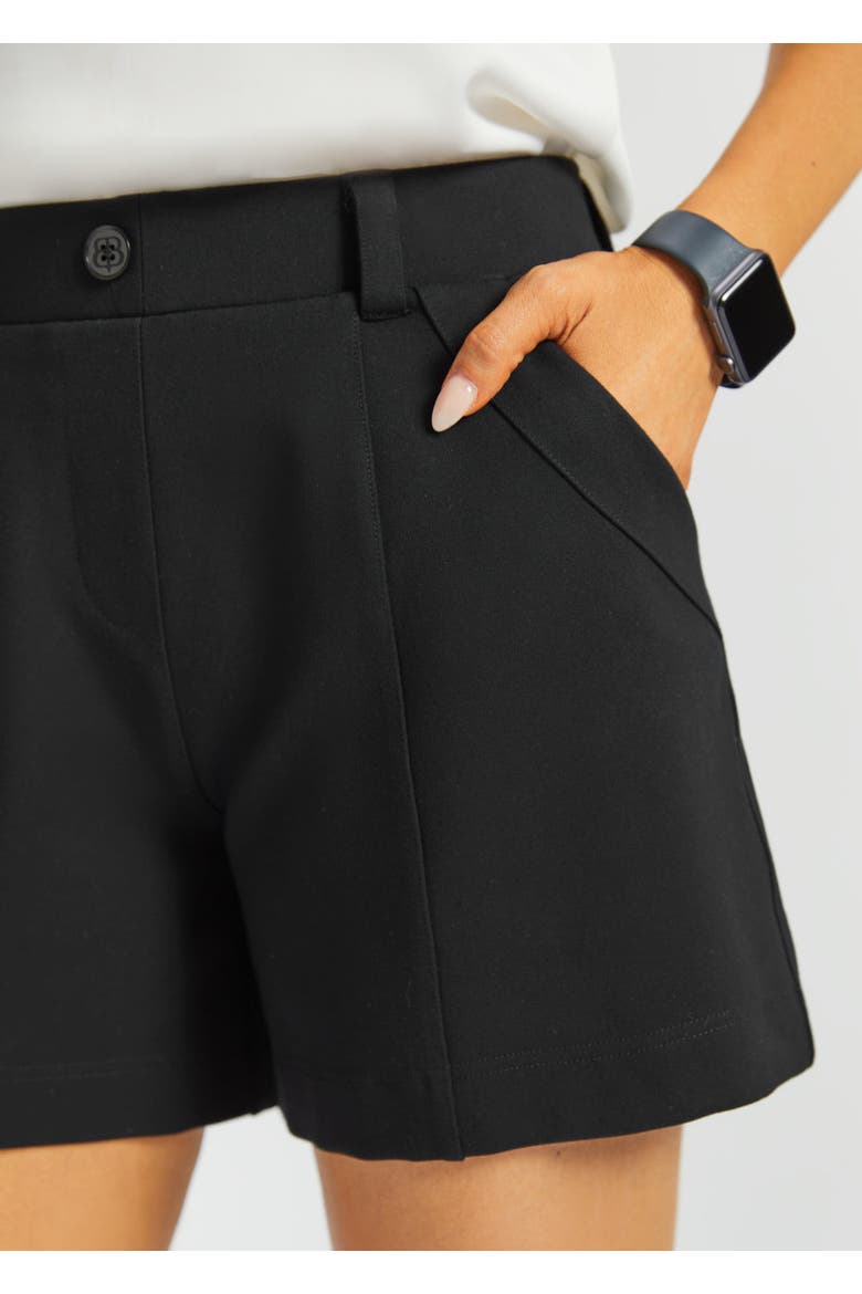 Tailored Seam Shorts Stretch Ponte, Alternate, color, Black