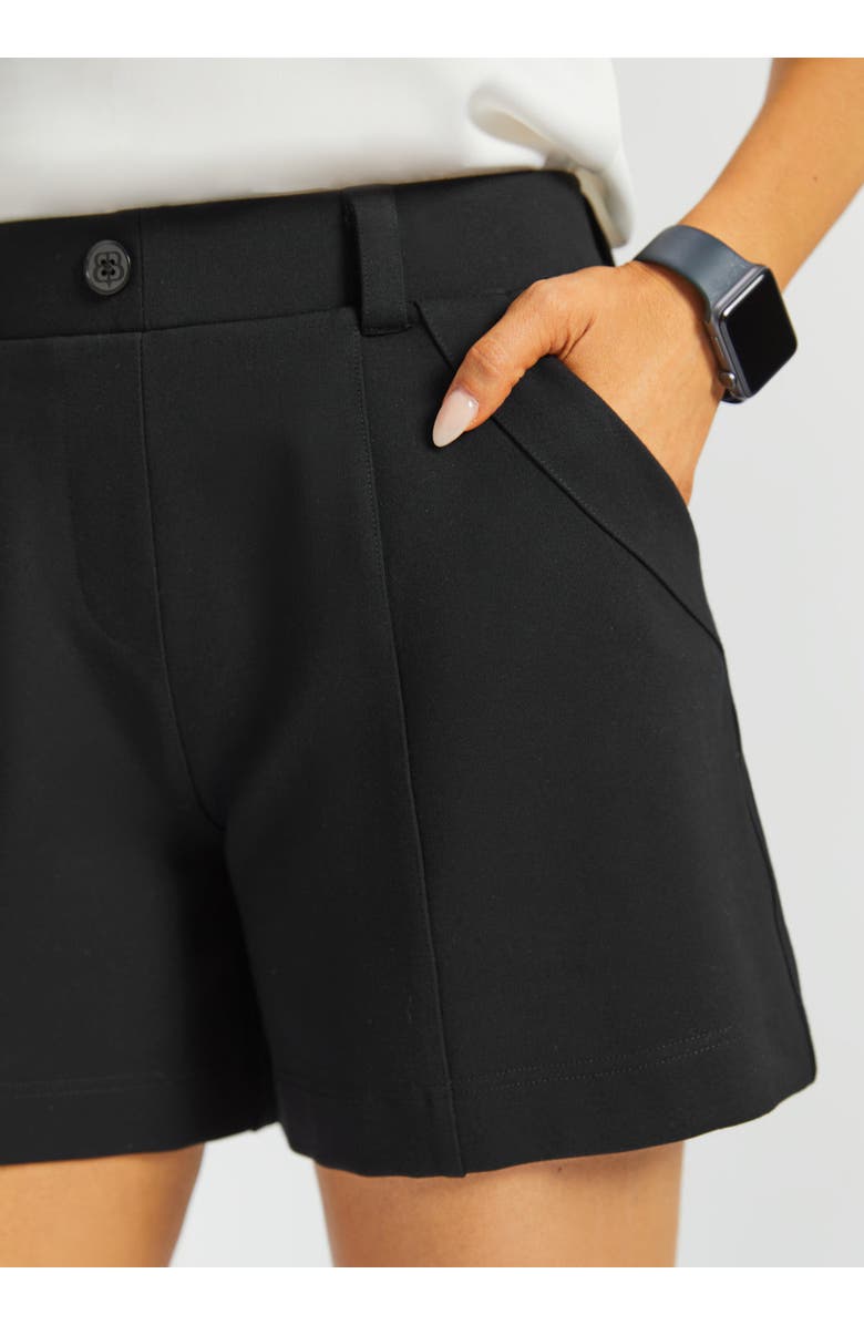 Betabrand Tailored Seam Shorts Stretch Ponte, Alternate, color, Black
