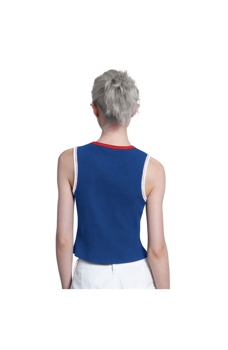 STARTER Women's Starter Royal Chicago Cubs Cooperstown Play the Ball Crop Tank Top, Alternate, color,