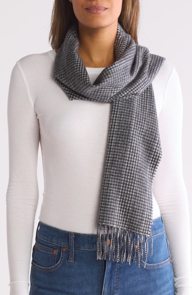 Amicale Cashmere Houndstooth Scarf, Main, color,
