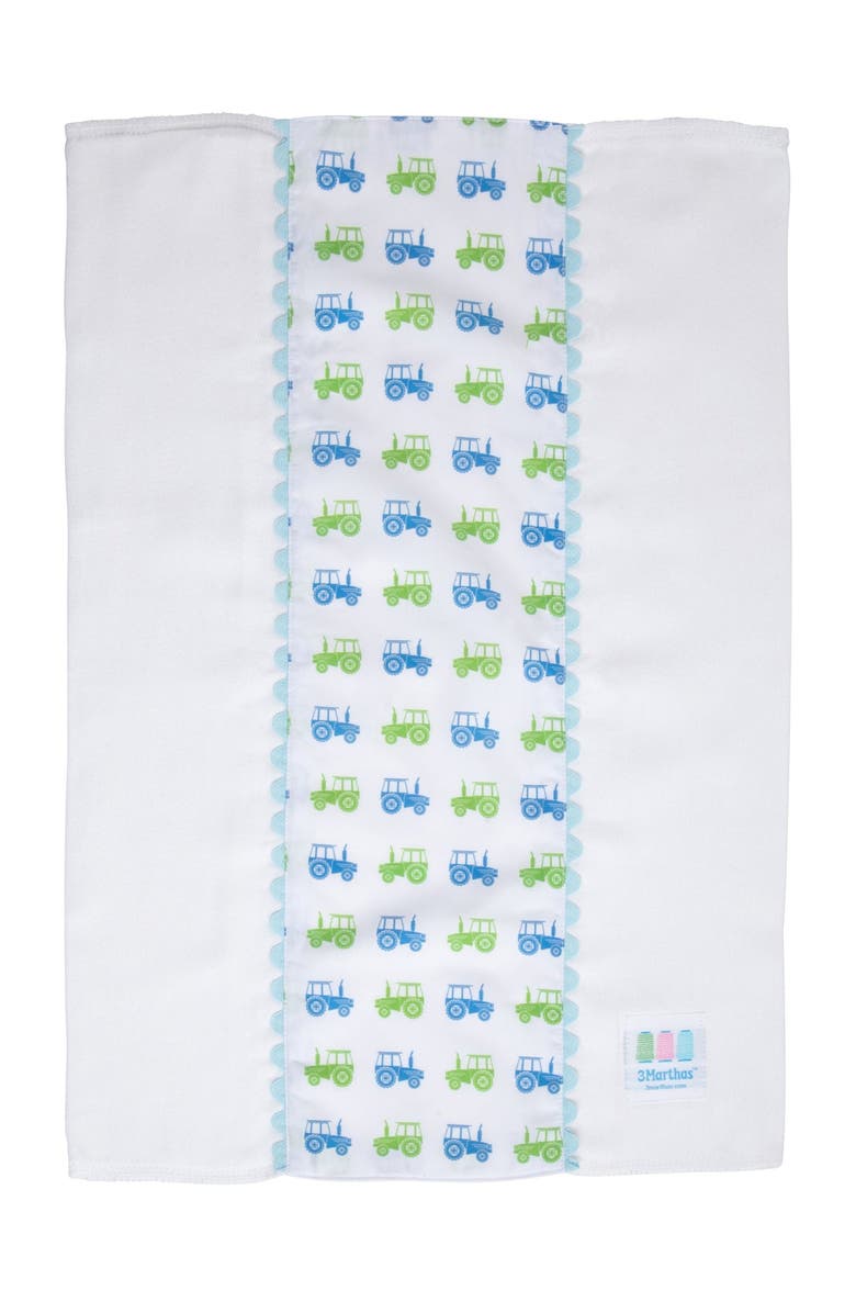 3 Marthas Print Fancy Fabric Burp Cloth, Alternate, color, Tractor Print
