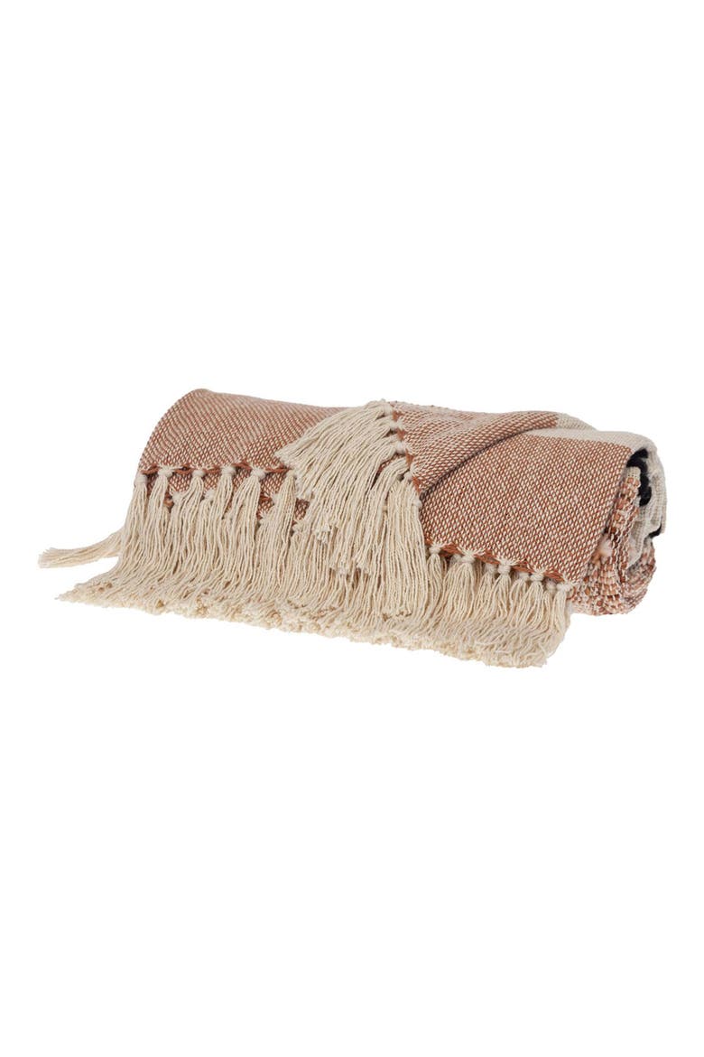 Inca Fringe Throw Blanket, Alternate, color, BROWN