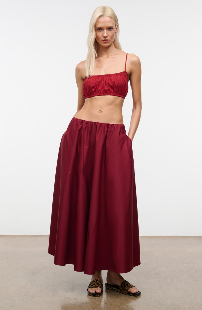STAUD Fiore Stretch Cotton Bralette Top, Alternate, color, Rouge