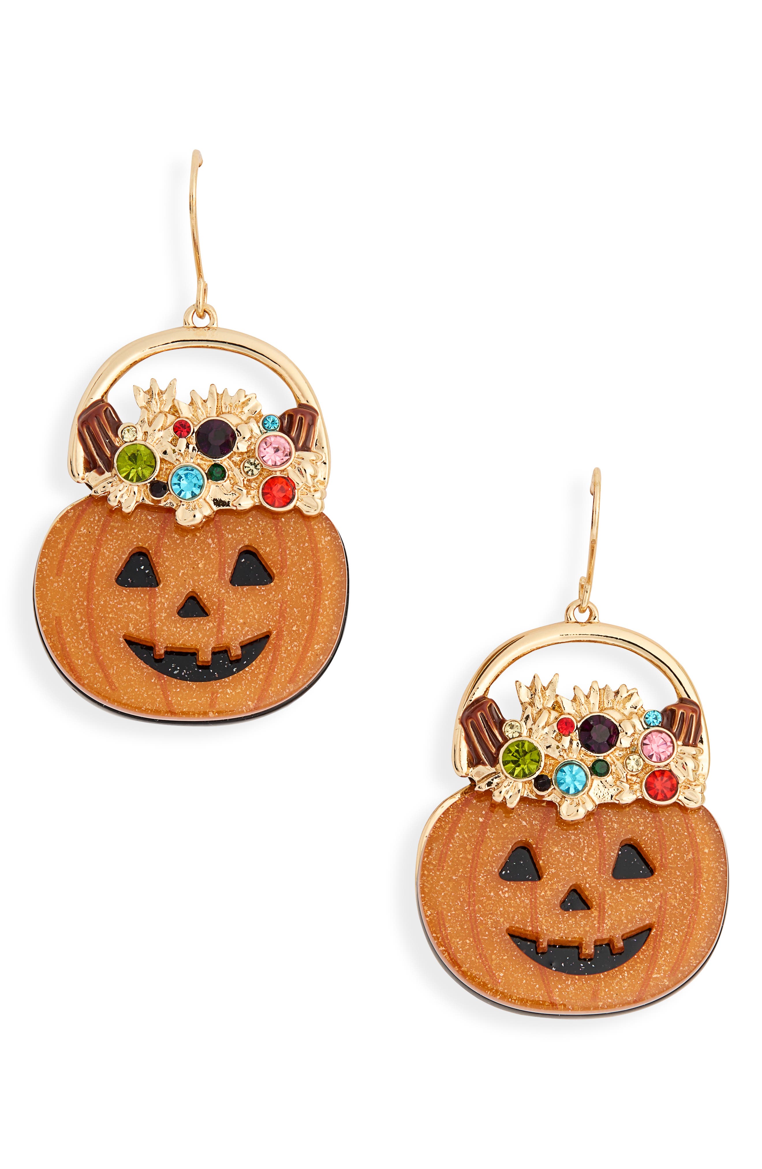 Pumpkin Crystal Drop Earrings