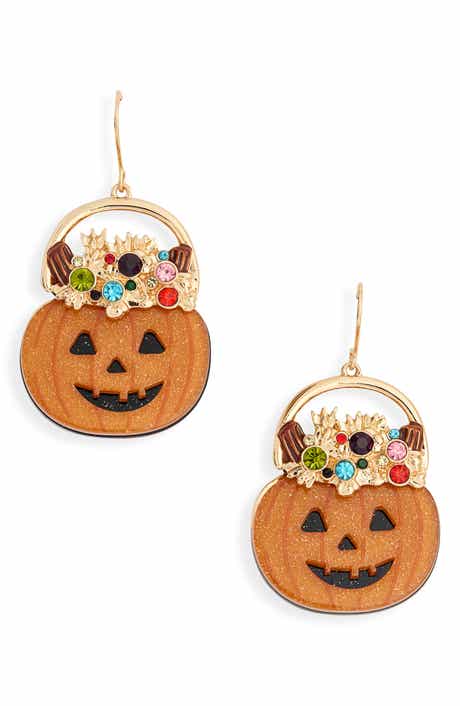 Pumpkin Crystal Drop Earrings
