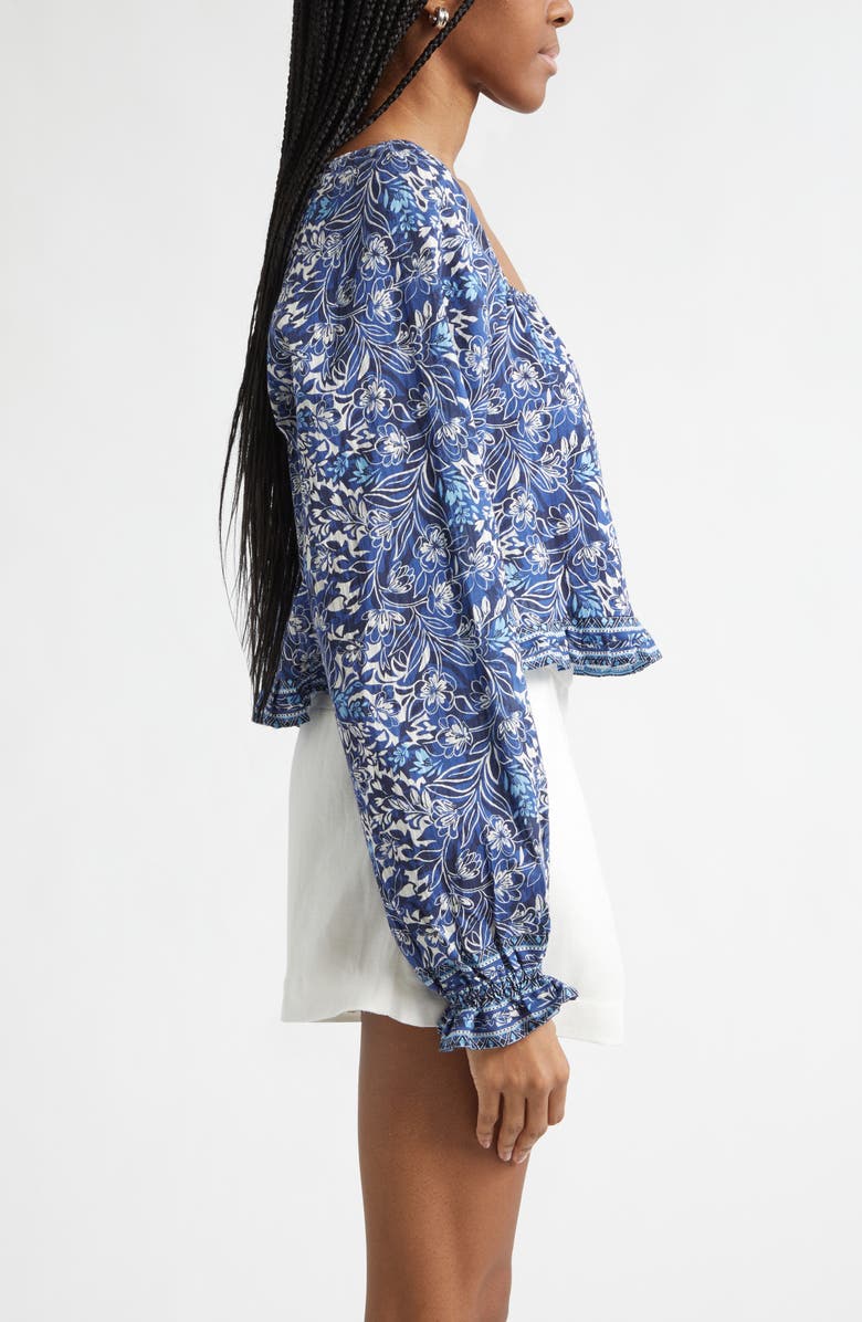 Ramy Brook Farah Floral Crop Pullover, Alternate, color, Navy Floral