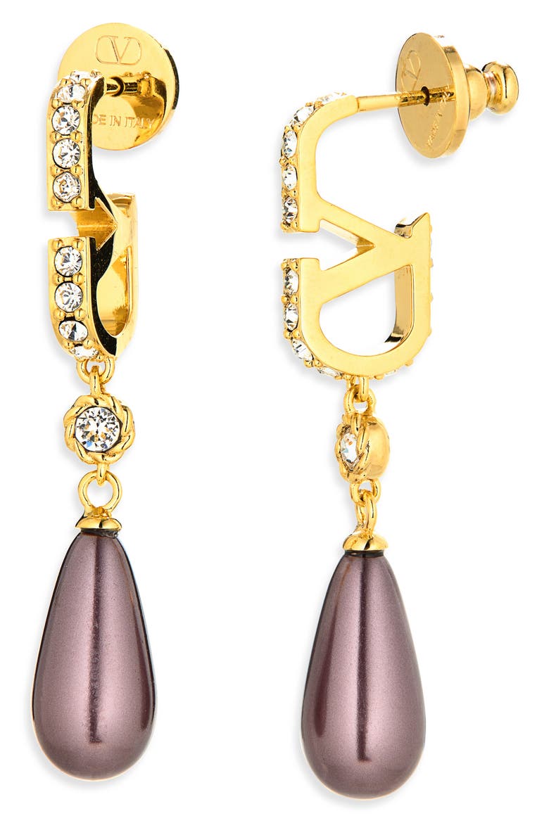 VLOGO Drop Earrings, Main, color, GOLD