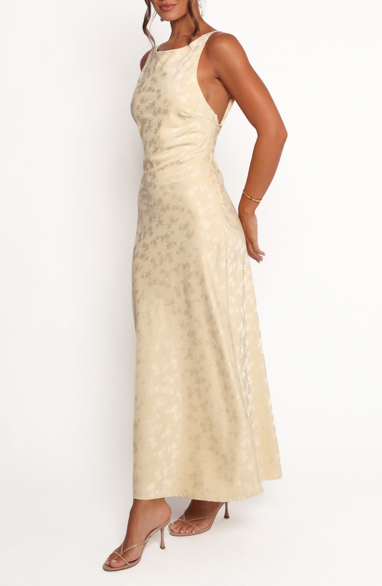 Petal & Pup Malie Floral Jacquard Open Back Maxi Dress, Alternate, color, Lemon
