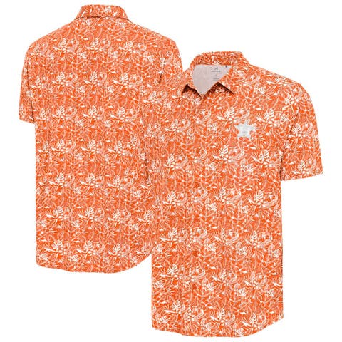 Men's Antigua Orange Houston Astros Resort Button-Up Shirt
