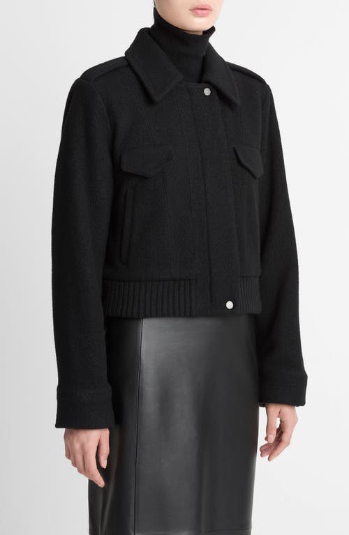 Vince Cropped Wool-blend Jacket In Black