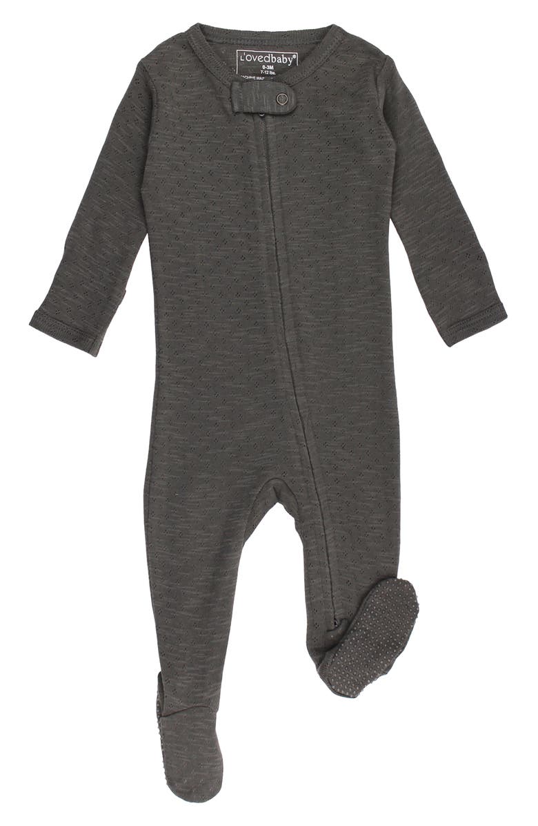 L'ovedbaby Organic Cotton Pointelle Zip Footie, Main, color, 