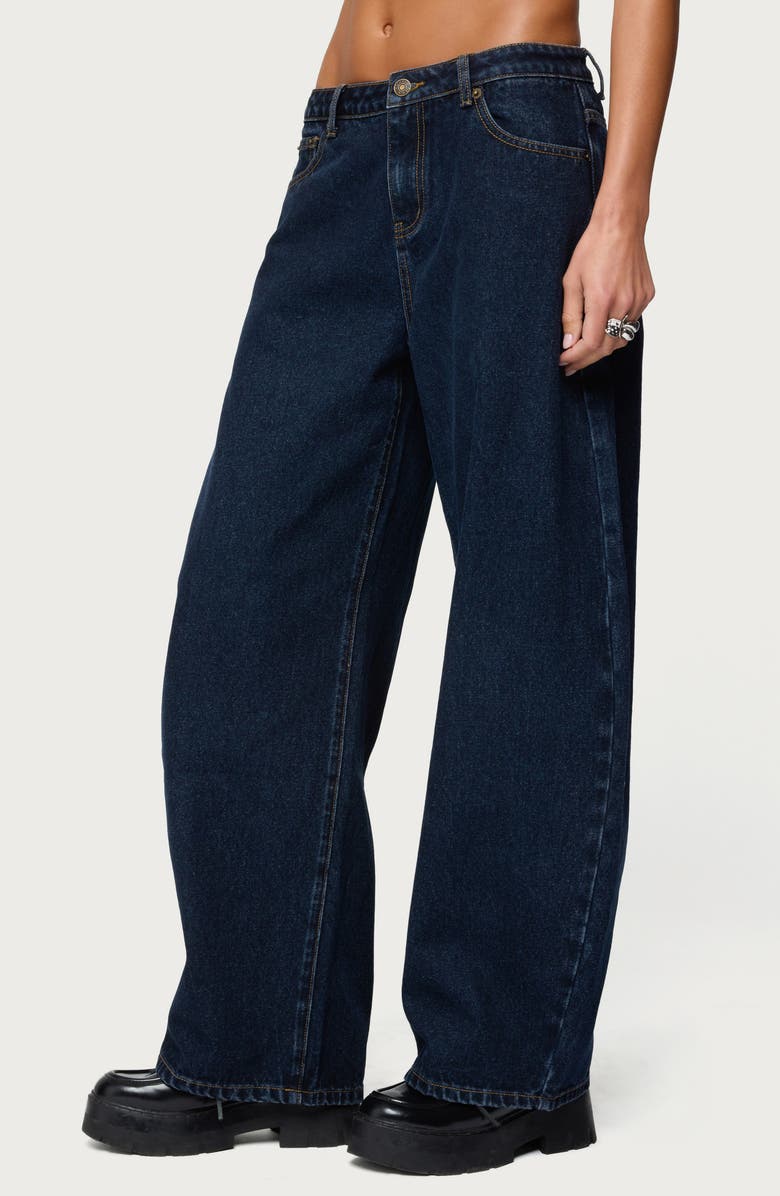 EDIKTED Jillian Low Rise Barrel Jeans, Alternate, color, 