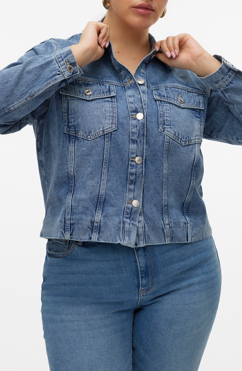 VERO MODA CURVE Cray Denim Jacket, Main, color, 