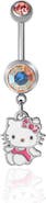 Hello Kitty Stainless Steel Light Rose Crystal Belly Button Ring