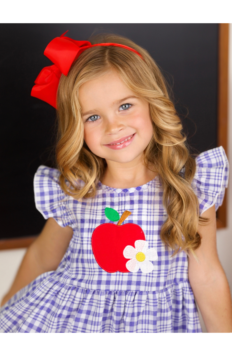 Mia Belle Girls Apple of My Class Cute Back To School Dress, Alternate, color, Blue