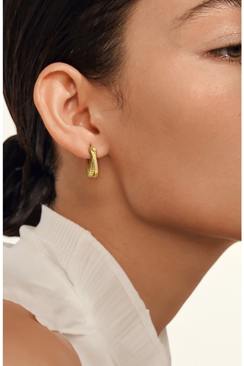 Interlocking Hoop Earrings, Alternate, color, GOLD