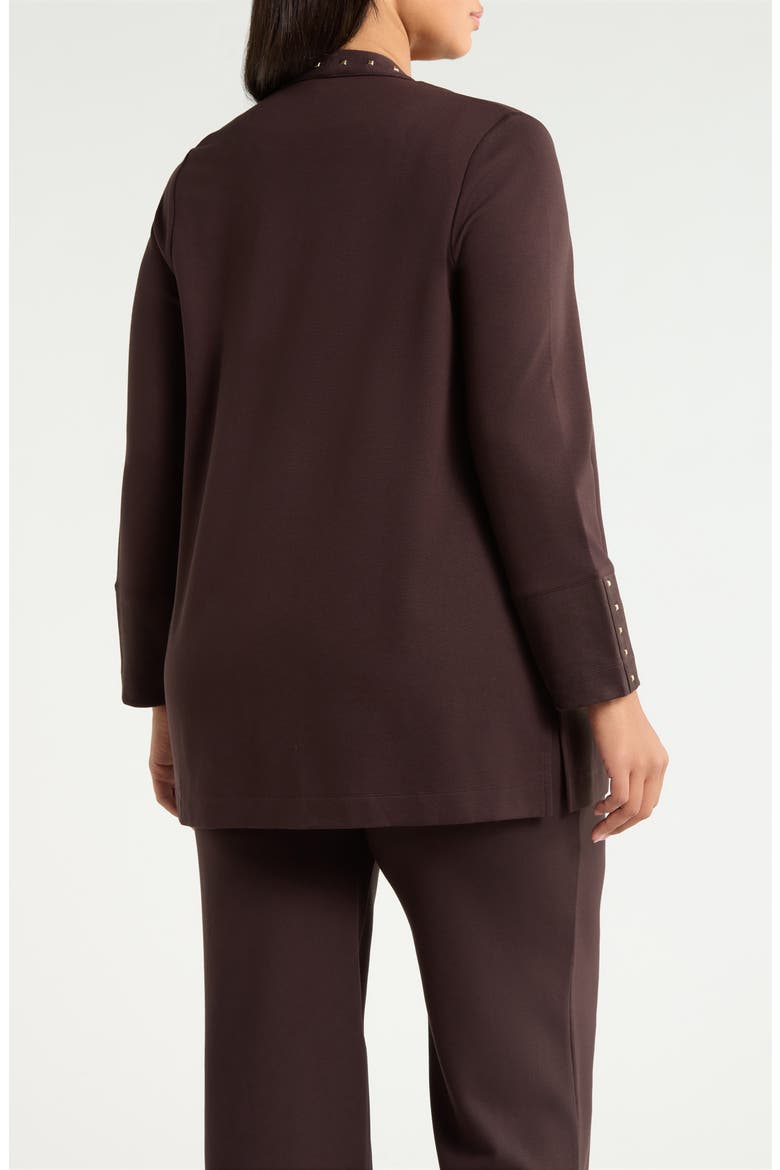 Studded Open Front Cardigan, Alternate, color, DEEP MAHOGANY