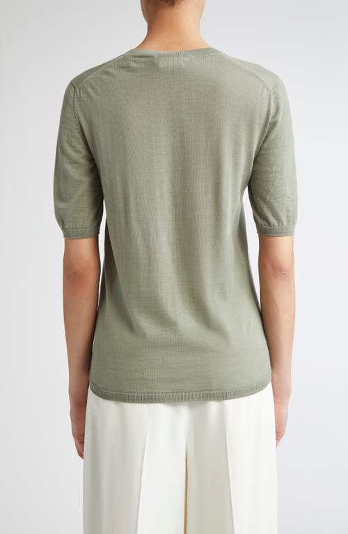 Max Mara Gerico Short Sleeve Virgin Wool Sweater In Green