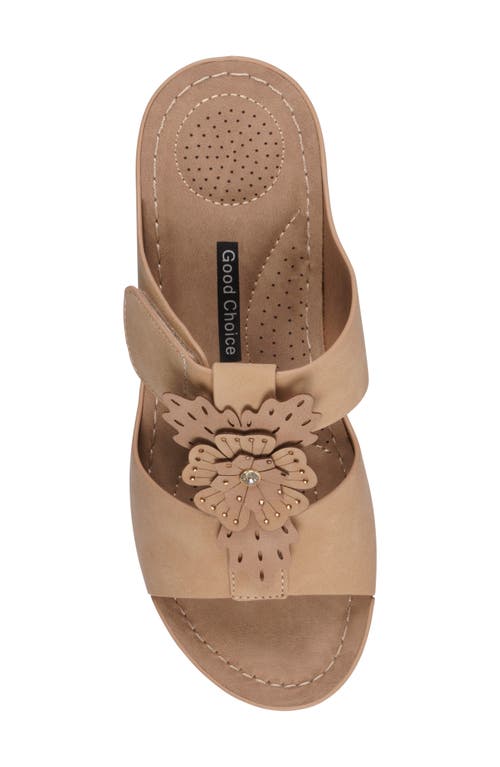 Gc Shoes Talia Flower Wedge Sandal In Tan